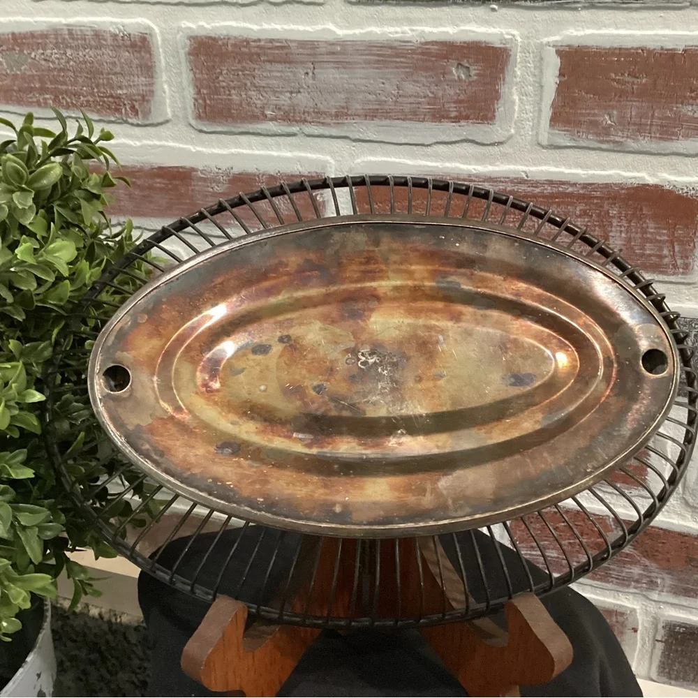 ⚫️ Vintage Gorham Silver Plate Wired Design Serving Fruit or Decor Bowl Basket - Picture 5 of 10